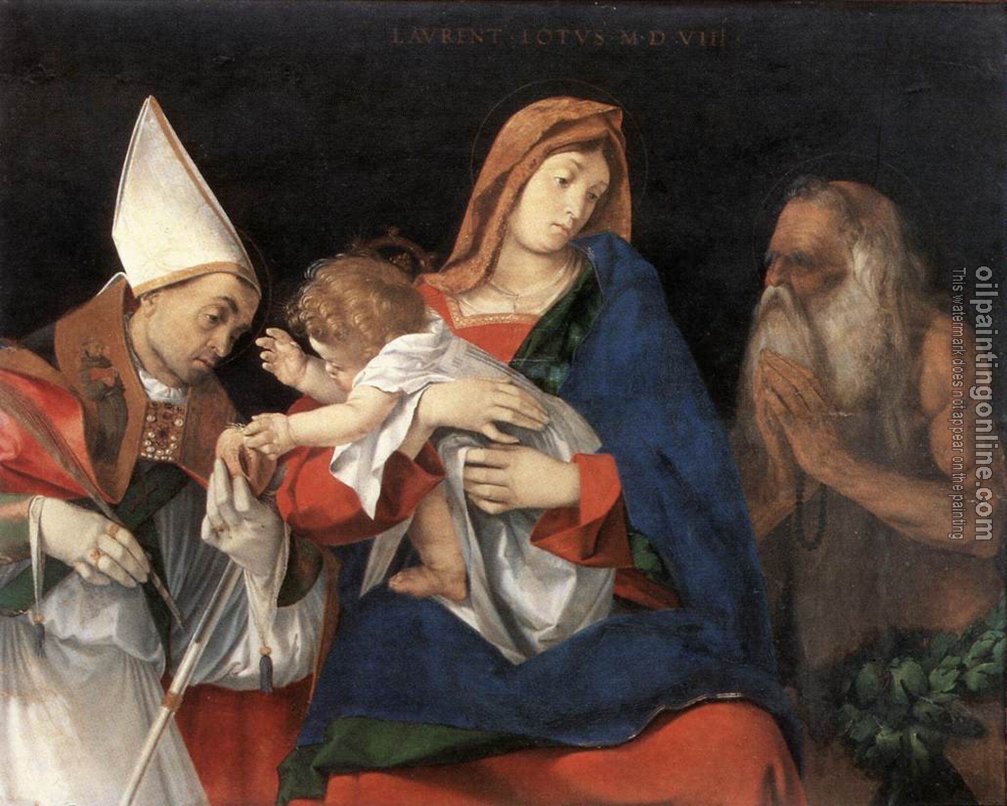 Lotto, Lorenzo - Madonna and Child with St Flavian and St Onophrius